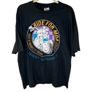 2001 Vintage Biker T-shirt Size XL Double Sided Ride For MDA
